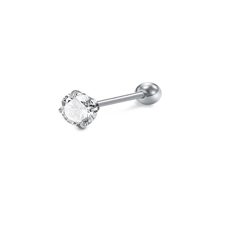 CZ Tongue Rings Surgical Steel Tongue Piercing Jewelry 14 Gauge 16mm