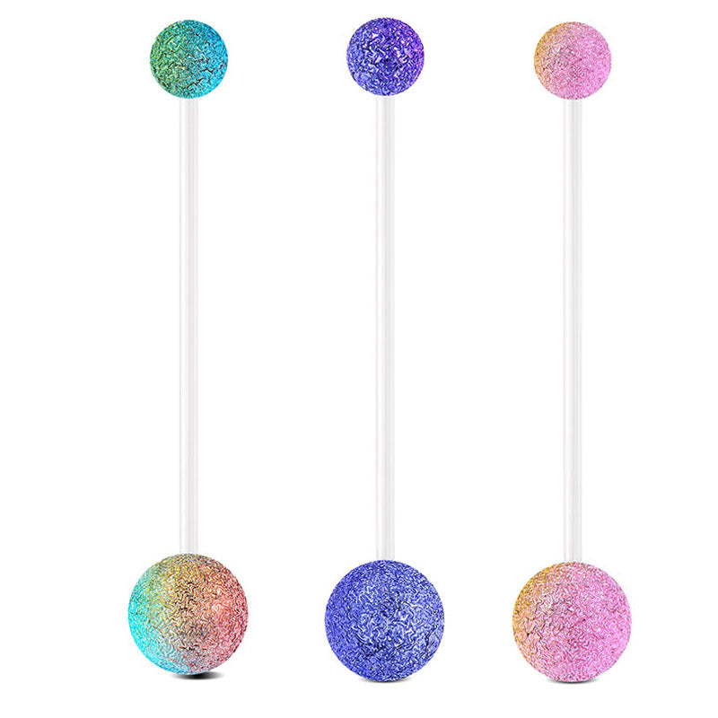 Pregnancy Belly Rings 14G Tinfoil Ball Double Straight Bar 38MM Muti-Color Available