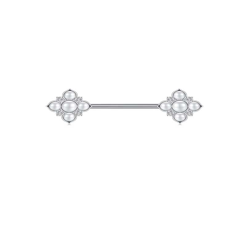 Nipple Rings Straight Barbells Surgical Steel Nipplerings Piercing Jewelry 14G 16mm Opal