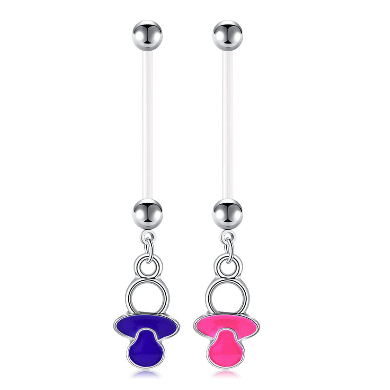 Pregnancy Belly Rings 14G Pacifier Pendant Acrylic 25MM Blue Red Available