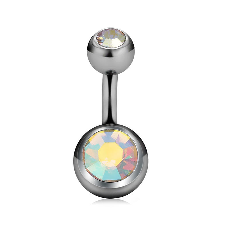 6mm Belly Ring AB Crystal 14G Titanium