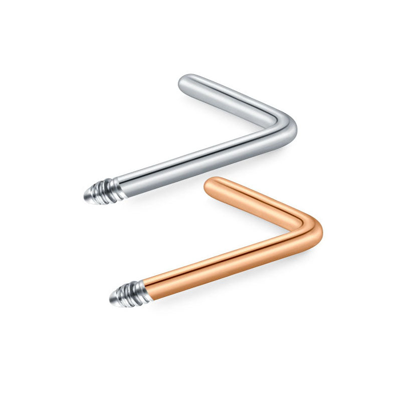 20G 7MM Replacement L-Shaped Barbell Nose Stud Rose Gold Silver Available 1Pcs