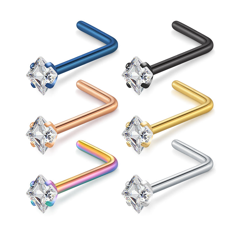 20g Nose Rings Diamond Surgical Steel Nose Stud Rings 2mm CZ Top