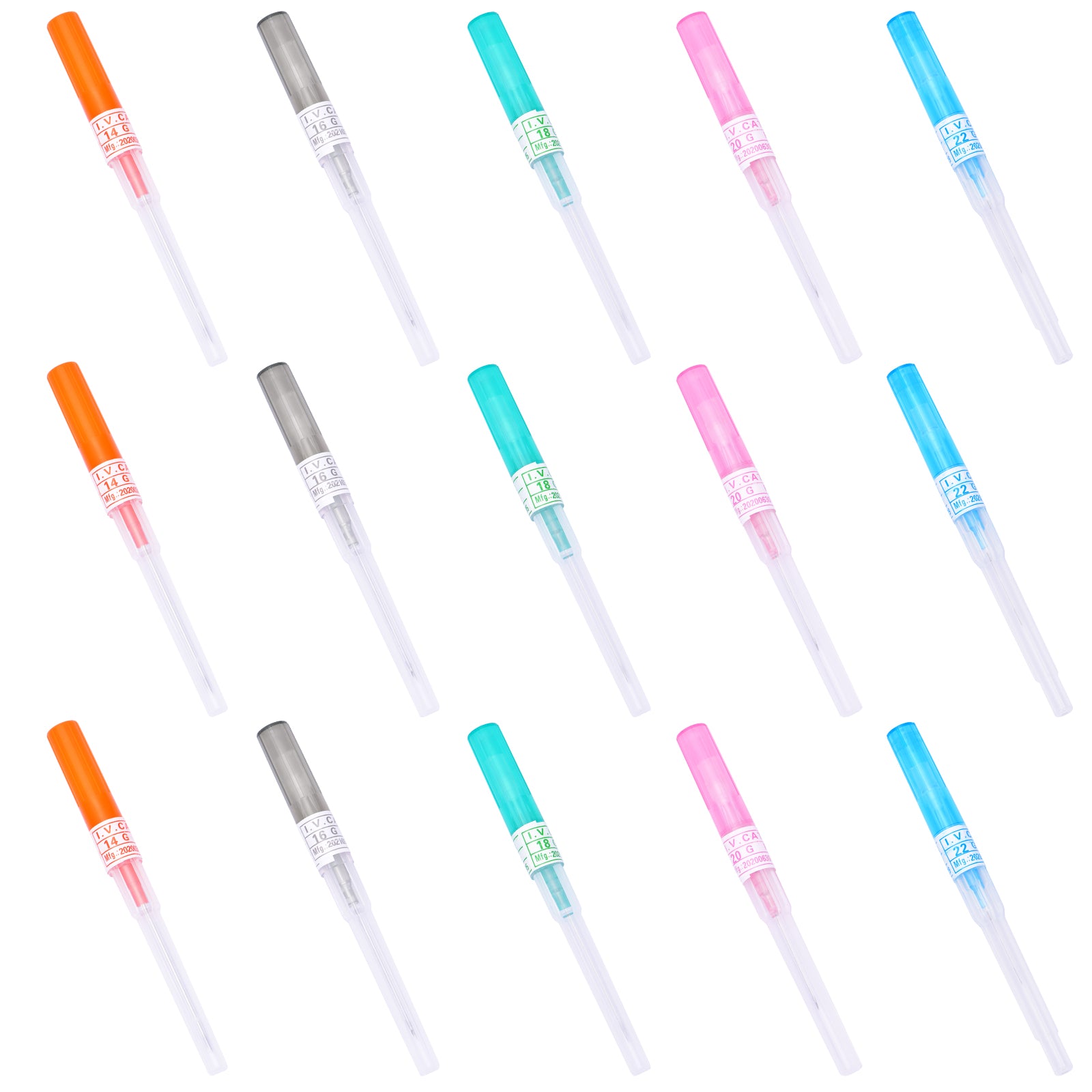 15PCS Mixed Catheter Piercing Needles,14G 16 18G 20G 22G Disposable Stainless Steel Needles Piercing for Belly Navel Lip Eyebrow Navel Earrings Piercing