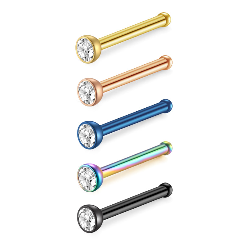18G 20G 22G Surgical Steel Nose Stud Bone Nose Piercing Colorful Bar Nose Bone Stud