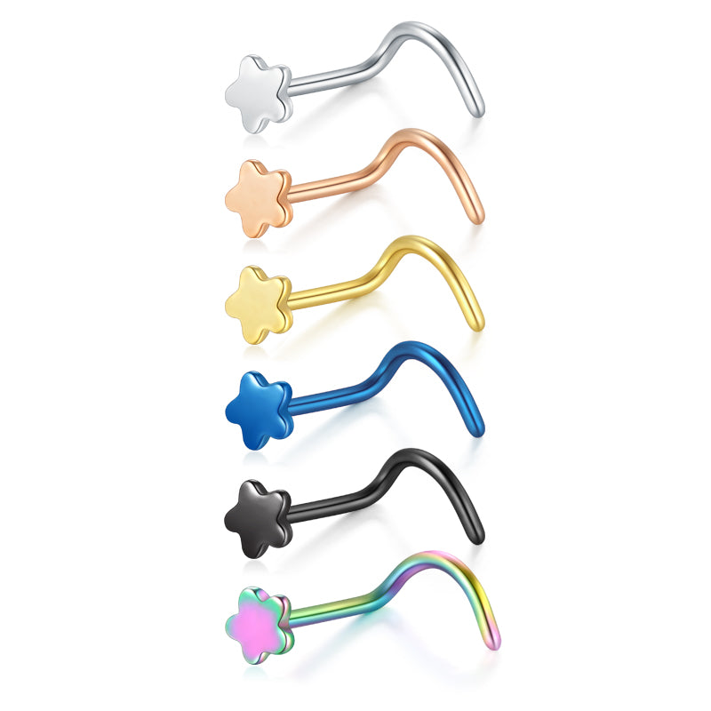 20g Nose Screw Rings flower Surgical Steel Nose Piercings Jewelry Nostril Piercing for Women Men