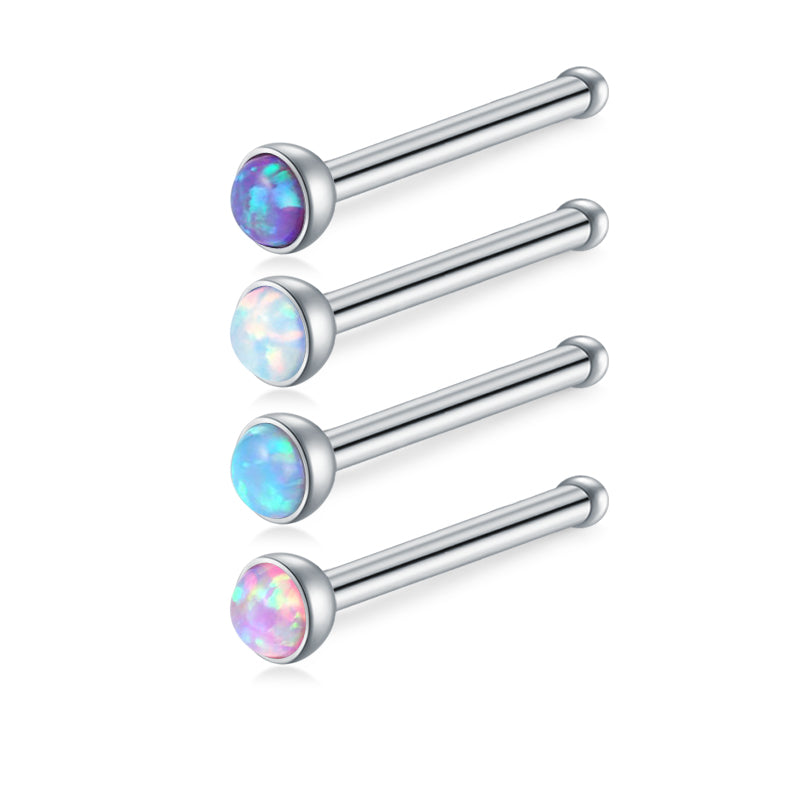 Nose Stud Rings 20g Bone Pin Piercing 2mm Opal Top Nose Stud for Women