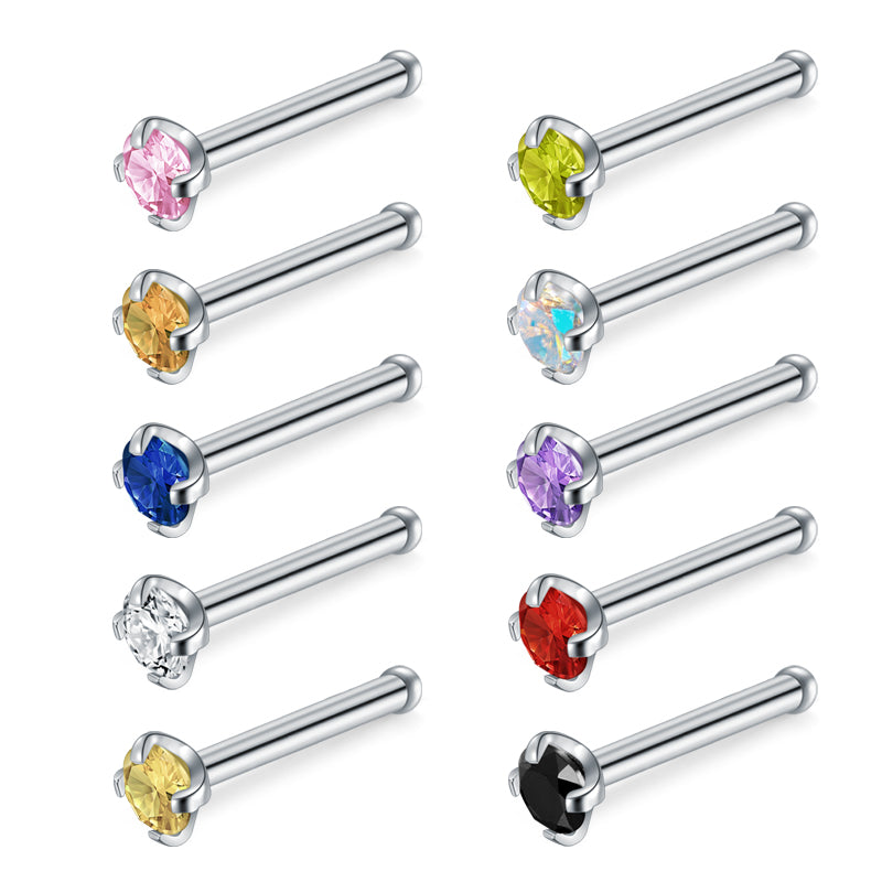 18G 20G 22G Nose Stud Rings Colorful Diamond Nose Bone Stud