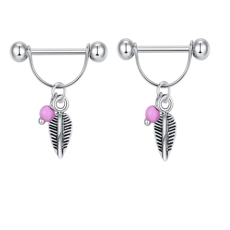 1.6*18 Purple beads nipple ring