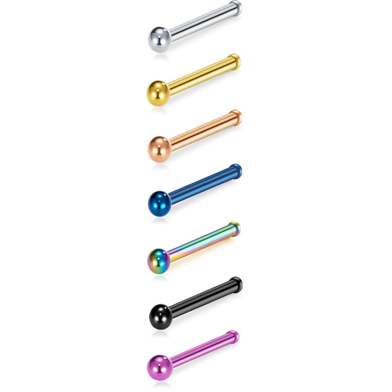 18G 20G 22G Stainless Steel Round Top Nose Bone Stud Piercing Jewelry