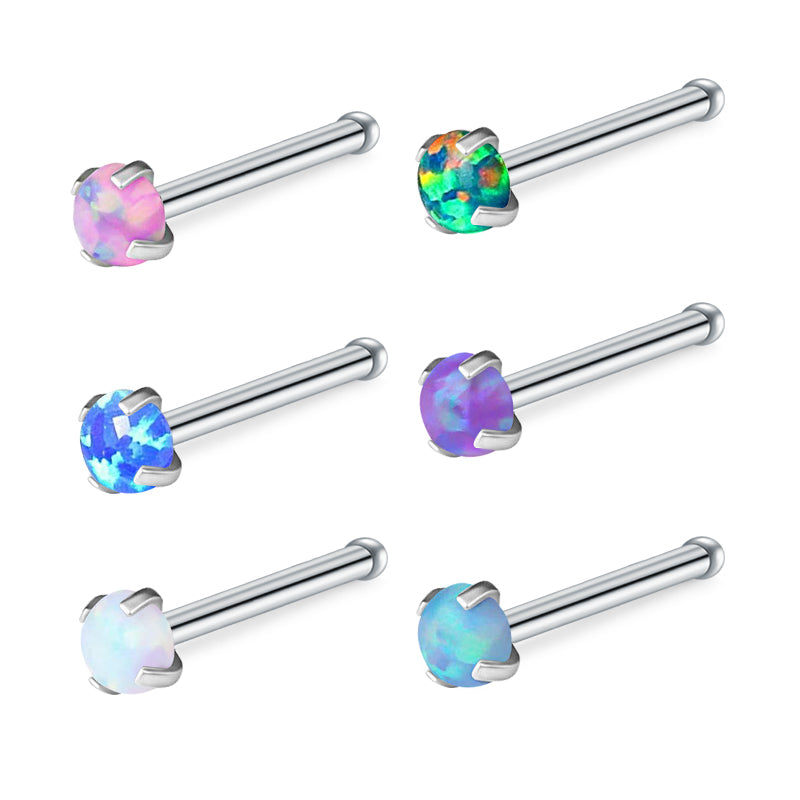 Opal Nose Bone Stud 20G Nose Stud Bone Nose Piercing for Women Men