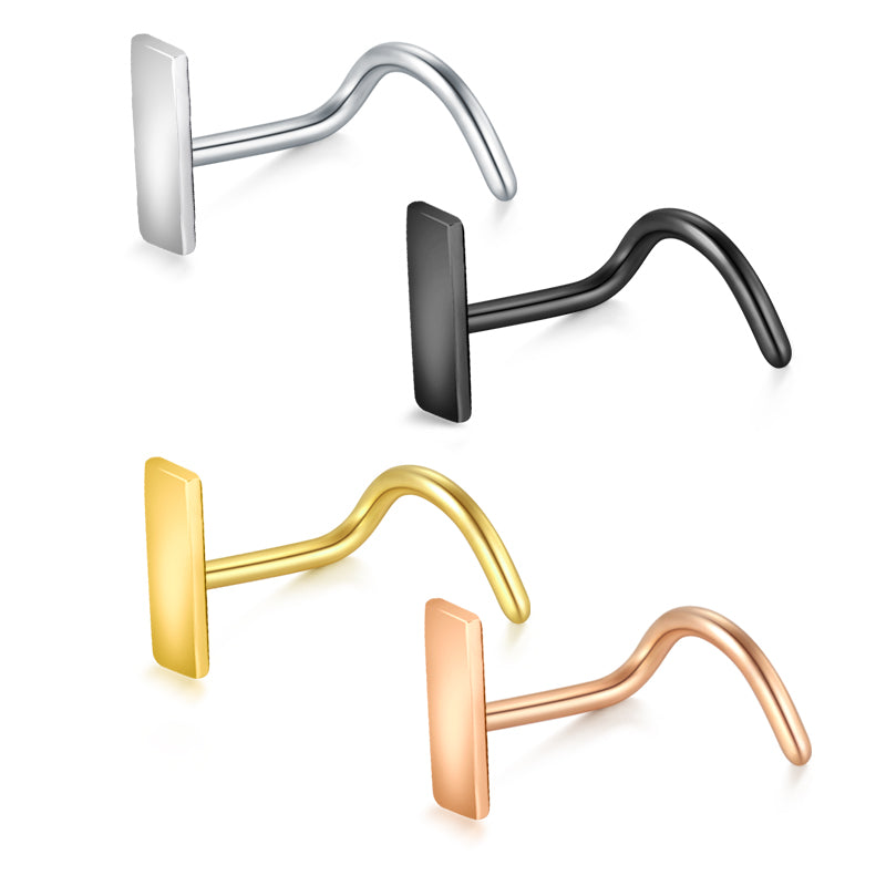 Nose Rings 20g Rectangle Nose Screw Rings Hypoallergenic Nostrial Piercing Jewelry