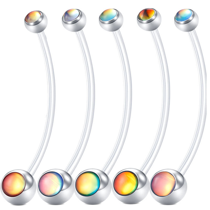 14G Double Inlaid Cat's-eye Pregnancy Belly Rings 25MM 38MM Muti-Color Available
