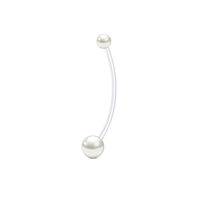 Pregnancy Belly Rings 14G Double White Pearl Acrylic 38MM Available