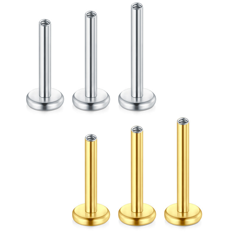 16G Internally Replacement Threaded Labret Bar Stainless Steel Silver Gold Available