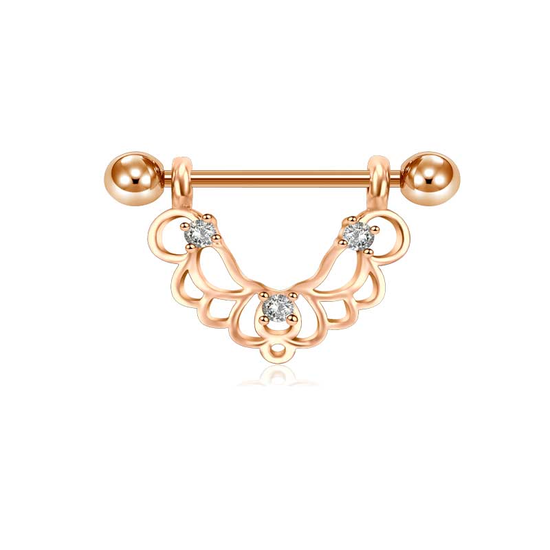 Rose gold 14mm nipple jewellery