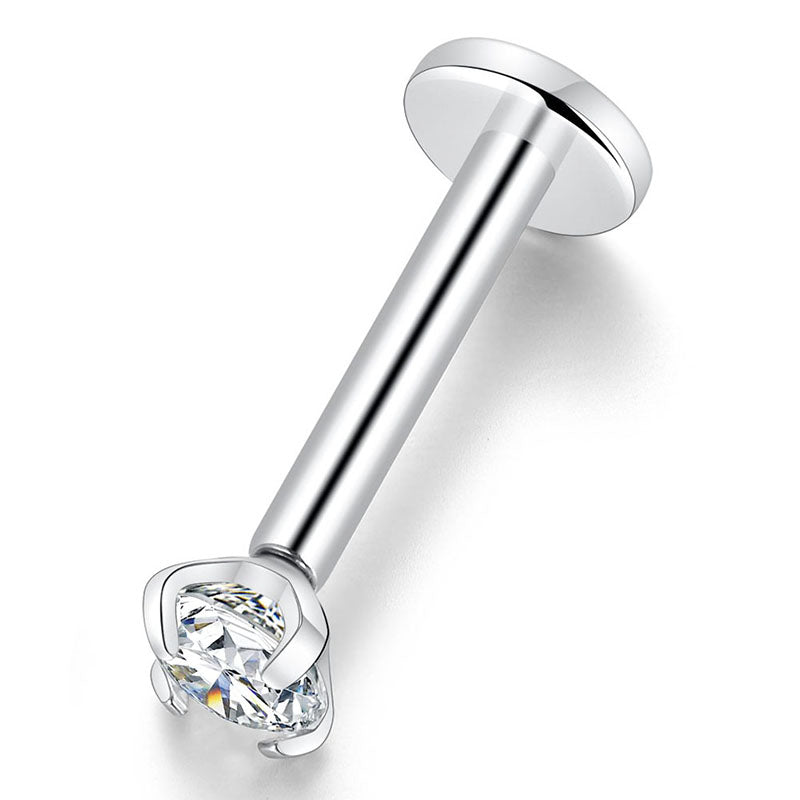 16G Titanium 10mm Lip Stud 2mm Crystal