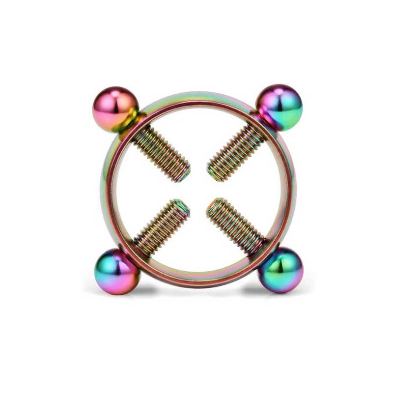 Rainbow color fake nipple ring