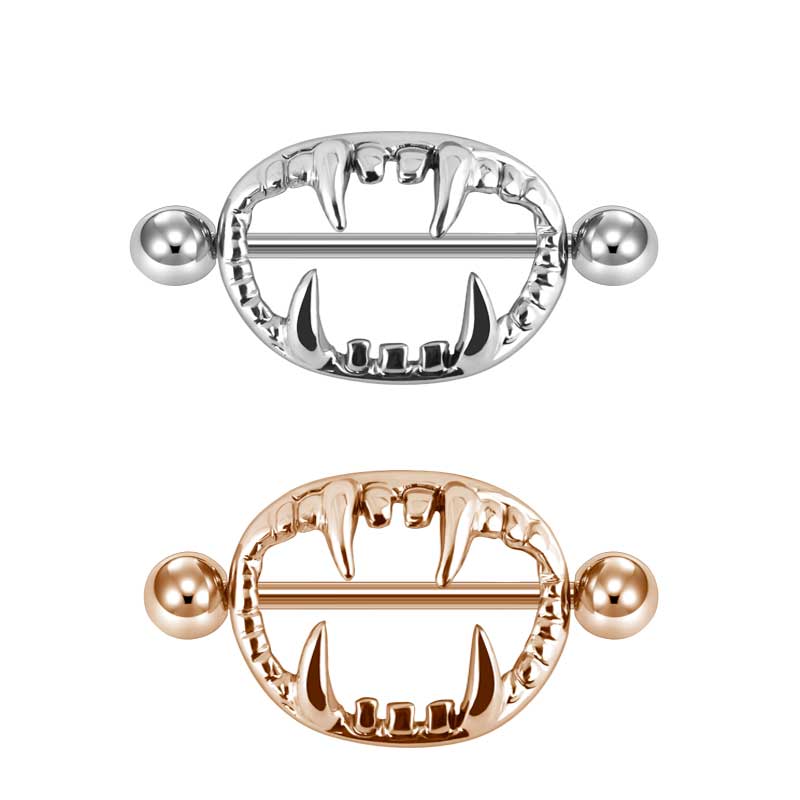 Nipple Ring Nipple Barbell Rings Bars Body Piercing Jewelry 14g 20/16mm Nipple Shield Ring teeth design