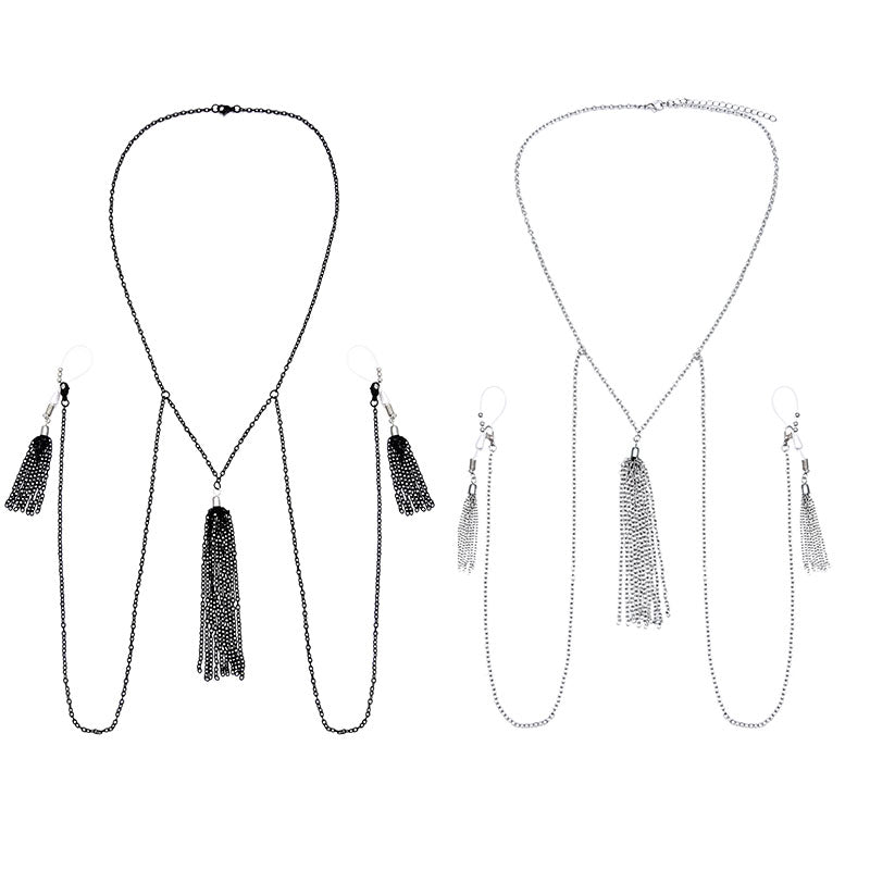Fake Nipple Chain Barbell Body Piercing Nipplerings Metal Body Chain Nipple Cover Chain Faux Body Jewelry