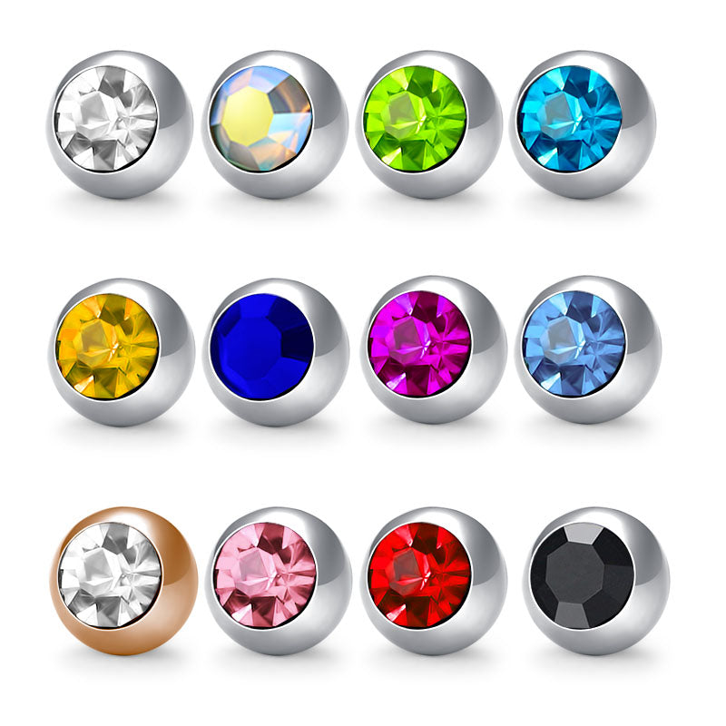 14G 5MM 8MM Inlaid Cubic Zirconia Replacement Ball Muti-Color Available