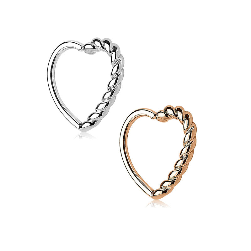 Heart Shaped Daith Earring Cartilage Piercing Hoop 16G 8mm Ring Silver Rosegold