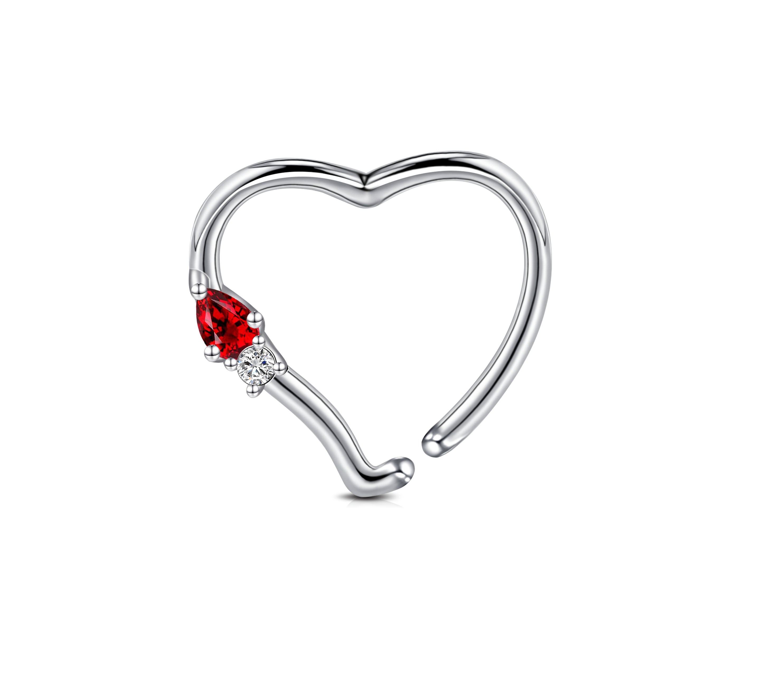 16G Daith Earring Heart Shaped Silver 10mm