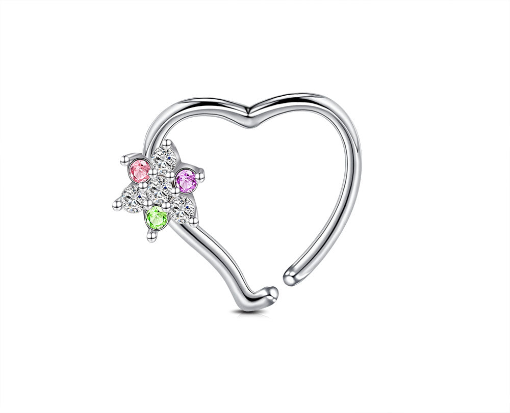 Flower Daith Earring 10mm Silver