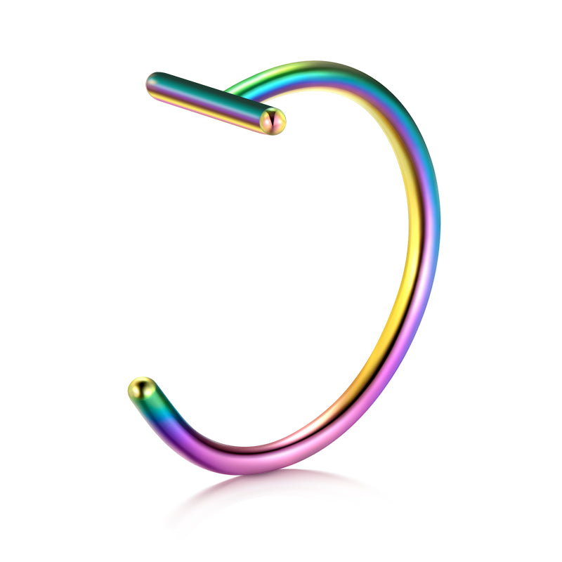 18G nose hoop ring rainbow