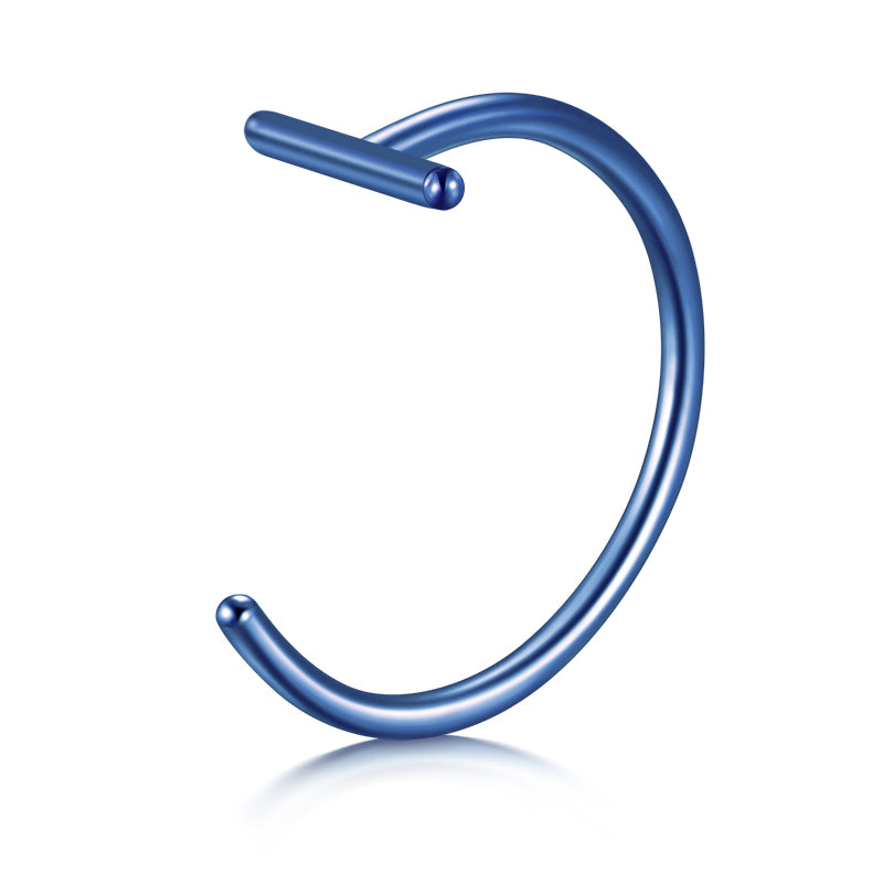 18G nose hoop ring blue