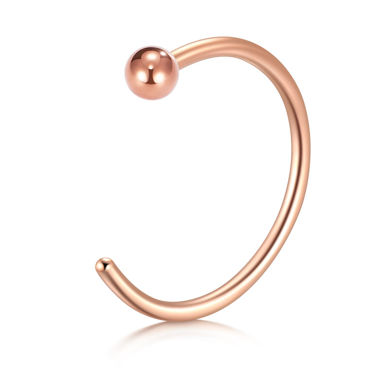 18G 10mm rose gold nose rings hoop with ball top