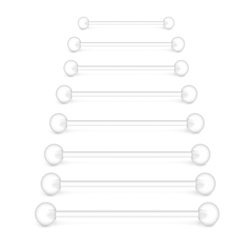 14gauge Clear Tongue Rings Plastic Tongue Bar Industrial Bar for Work Surgery 12mm-38mm