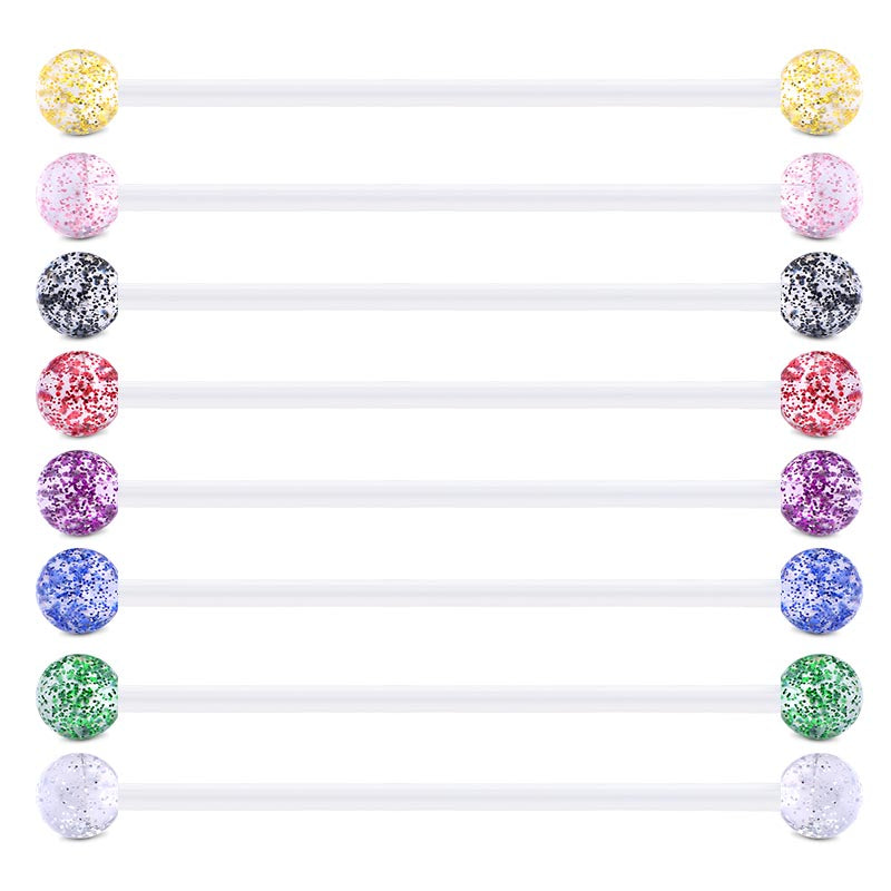 14gauge Plastic Industrial Earrings Glitter Ball 38mm