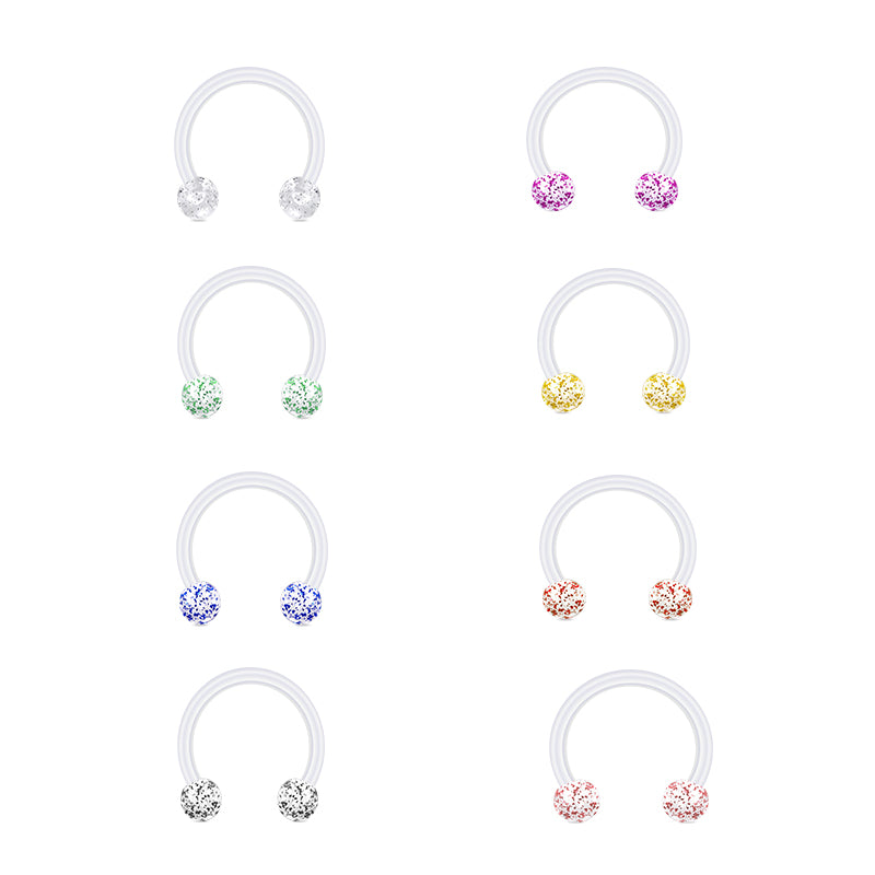 16gauge Plastic Septum Retainer Glitter Ball 8mm 10mm