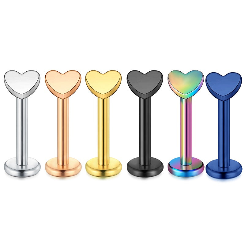 16G Heart Tragus Earrings Lip Labret Piercing Helix Jewelry
