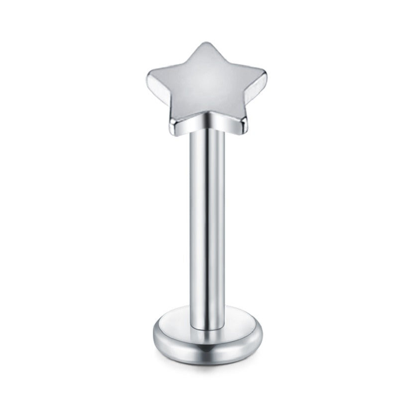 lip piercing silver star