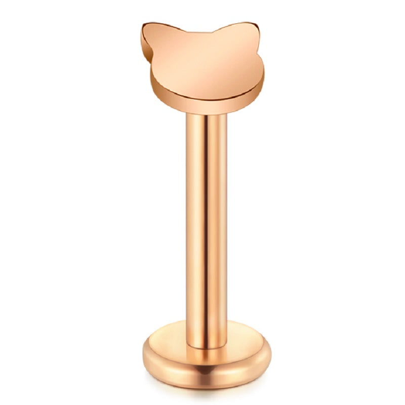 lip piercing rose gold cat