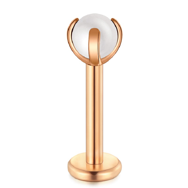 lip piercing rose gold barbell pearl