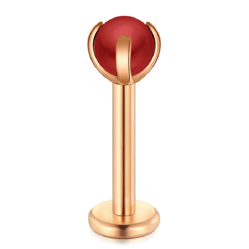 lip piercing rose gold barbell pearl