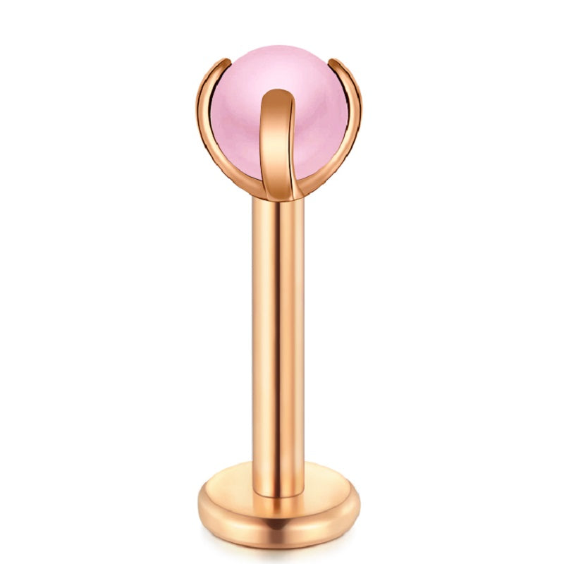 lip piercing rose gold barbell pearl