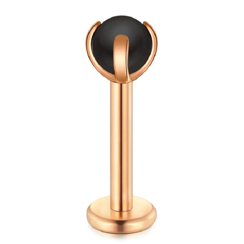 lip piercing rose gold barbell pearl