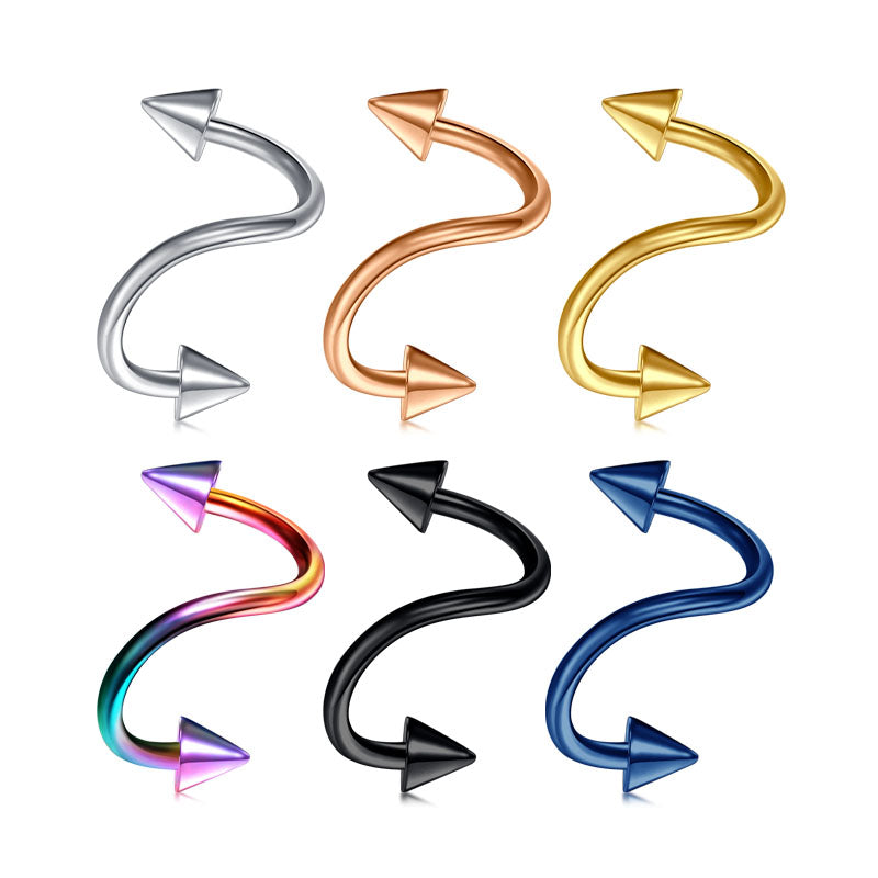 16G S Twist Spike Nose/Lip/Eyebrow Ring Helix/Tragus/Cartilage Earrings