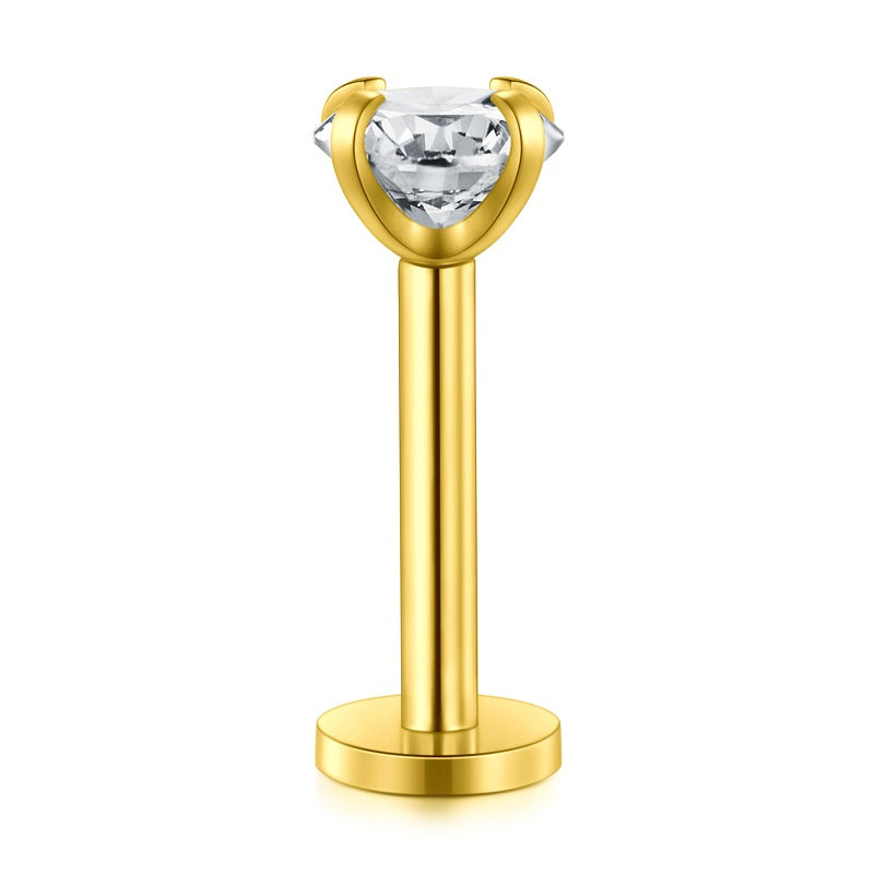 lip piercing gold inlaid cz