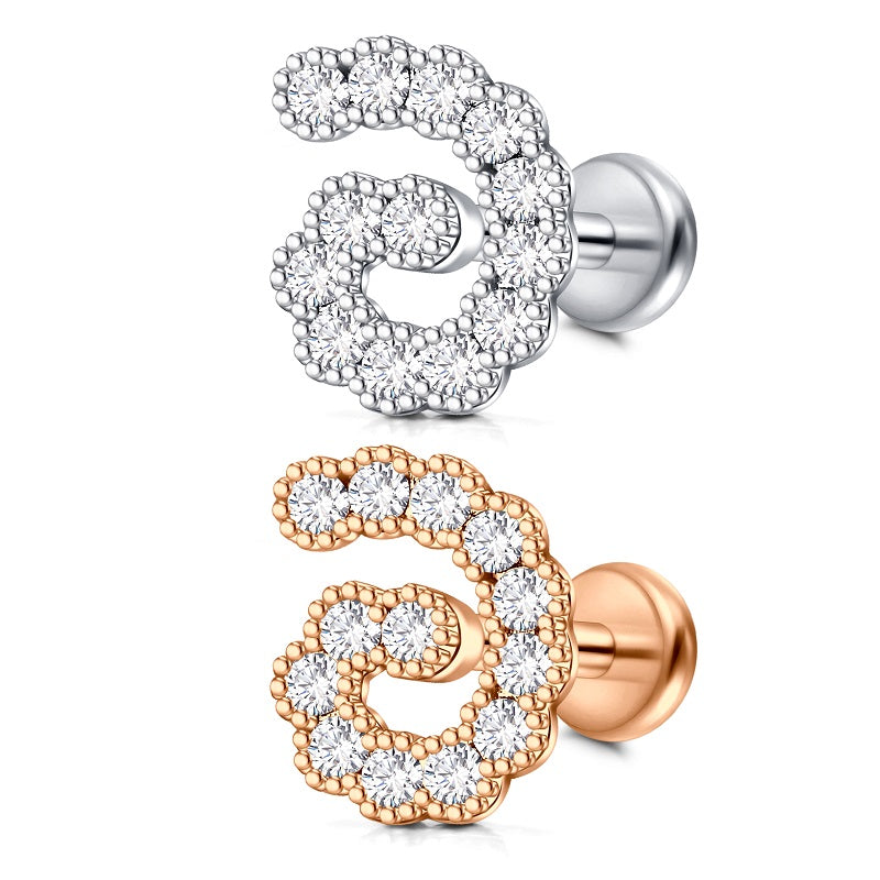 Tragus Earrings 16G 8MM G Shaped Helix Cartilage Stud Piercing