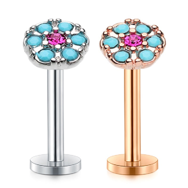 Tragus Earrings 16G 8MM Turquoise Lip Piercing Helix Stud Jewelry