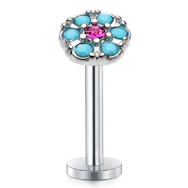 lip piercing silver turquoise