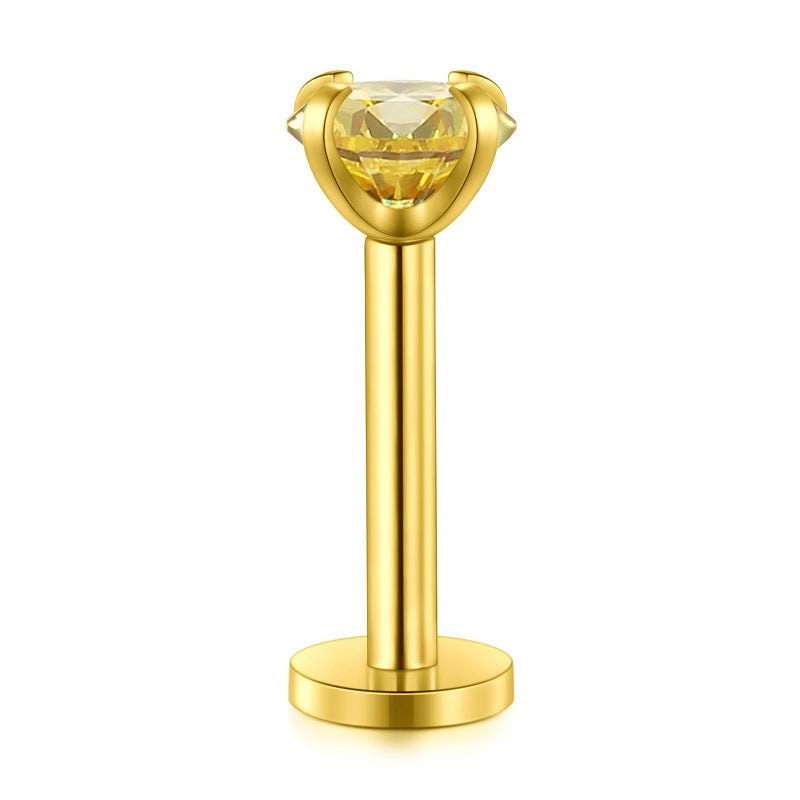 lip piercing gold inlaid cz