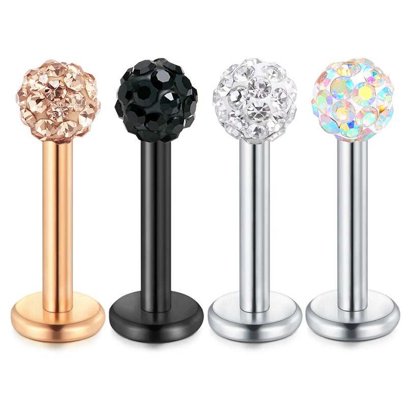 Crystall Ball 16G Tragus Earrings Lip Ring Labret Monroe Medusa Piercing