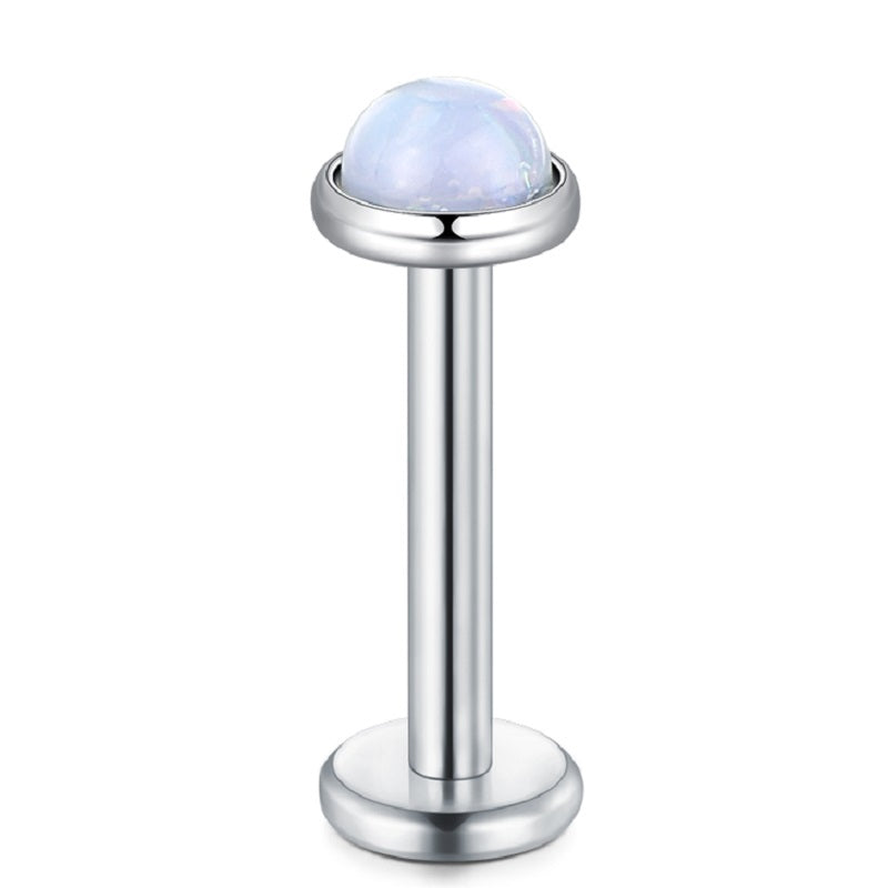 lip piercing silver opal