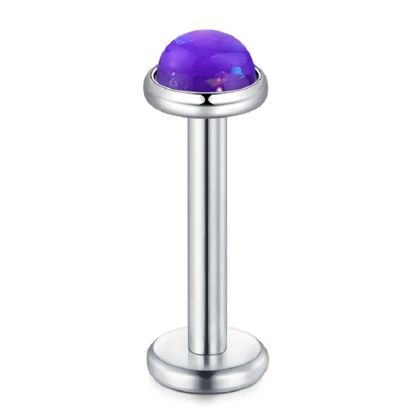 lip piercing silver opal